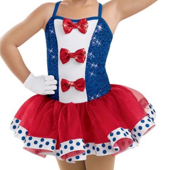 Weissman Sparkling Blue and Red Kids Dance Costume - Picture 1 of 4